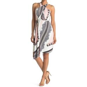 Reiss Hope Scarf Print Halter Wrap Dress Size 6